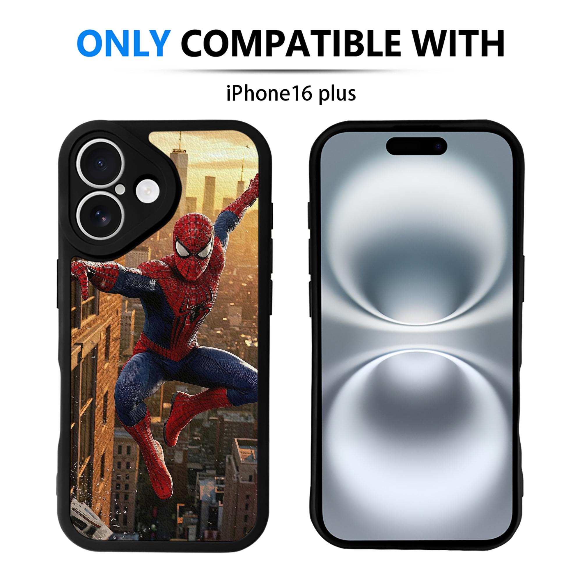 （画像用） Spider Man スパイダーマン 【iPhone 16シリーズ対応】シリコンスマホケース（レザー調） 材質：シリコン